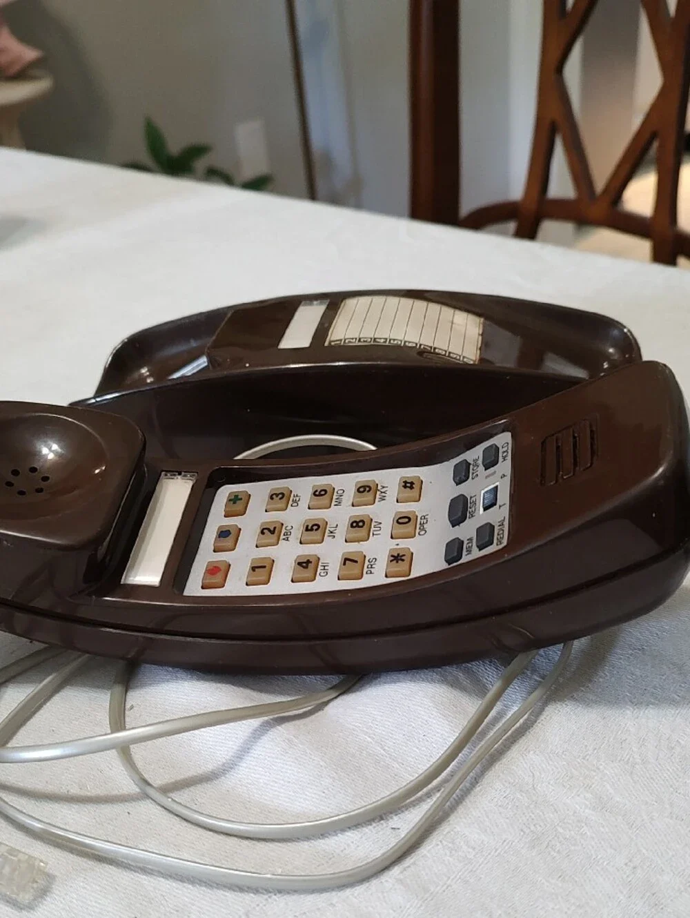 Vintage  Chocolate Brown Trimline Style Push Button Phone